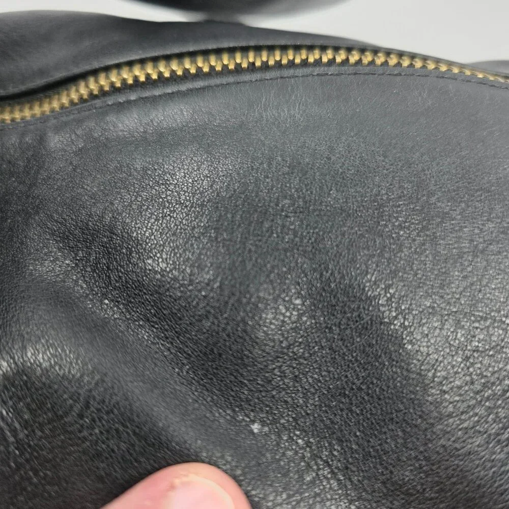 Marino Orlandi Black Leather Hobo Shoulder Bag Gold Hardware Made in Italy - Picture 5 of 16